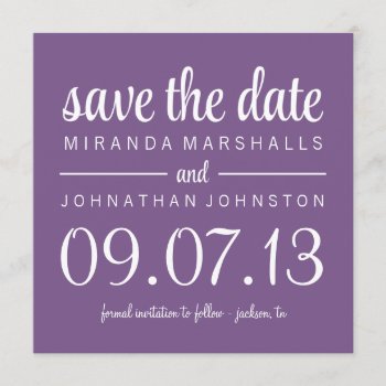 Classy Purple Photo Save The Date Invites by AllyJCat at Zazzle