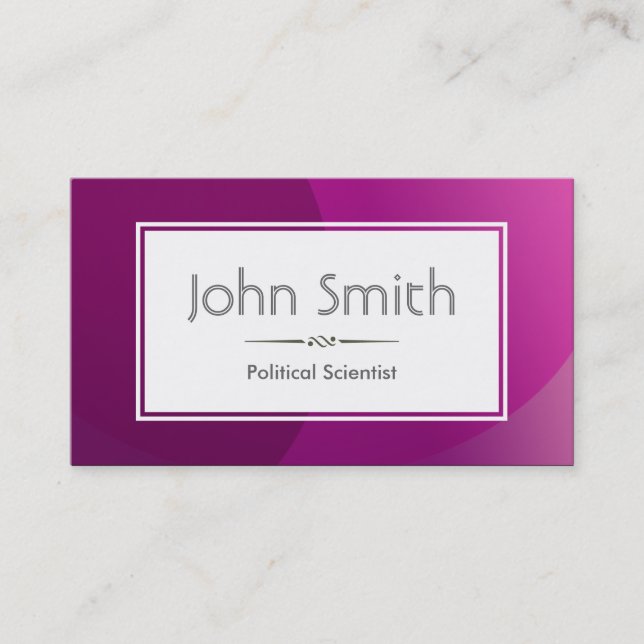 Classy Purple Political Scientist Business Card (Front)