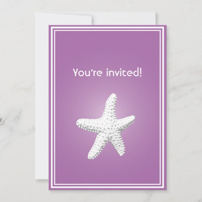 Classy Purple Starfish Rehearsal Dinner Invitation (Front)