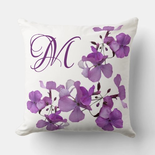 Classy purple wild flower M monogram customizable  Throw Pillow