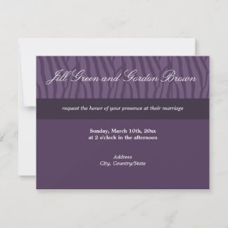 Classy Purple Zebra Wedding Invitation