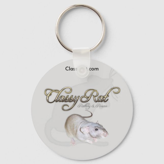 Classy Rat Rattery & Rescue Fancy Exotic Pet Rat Keychain (Front)