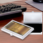 Classy Real Estate Business Card Holder<br><div class="desc">Classy Real Estate theme business card holder with cool simulated gold looking background image and house symbol printed on the front and your name and profession boldly displayed for a best first impression. Designed to hold your business cards and protect them in style for Realtor, Broker, title company, or appraiser....</div>