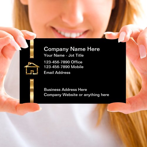 Classy Real Estate Home Logo Business Cards