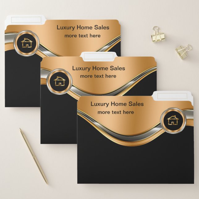 Classy Real Estate Theme File Folder Template (Set)