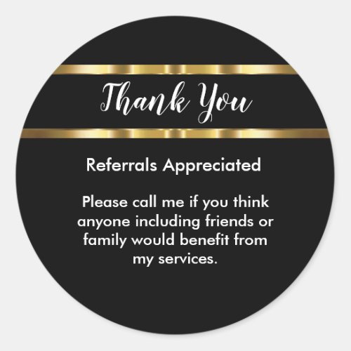 Classy Real Estate Theme Referral Thank You Classic Round Sticker