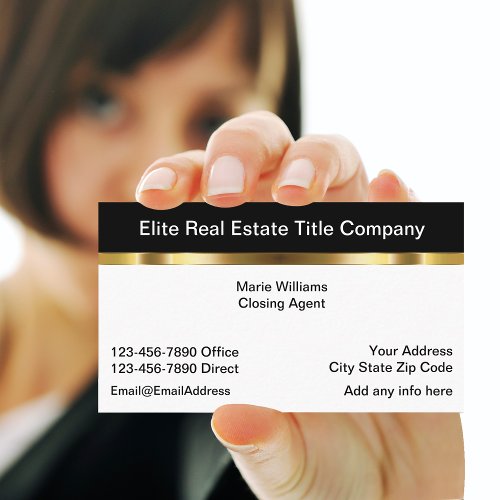 Classy Real Estate Title Company Business Cards