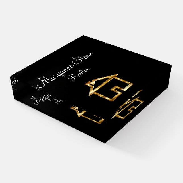 Classy Realtor Gold House Office Desk Paperweight (Angled)