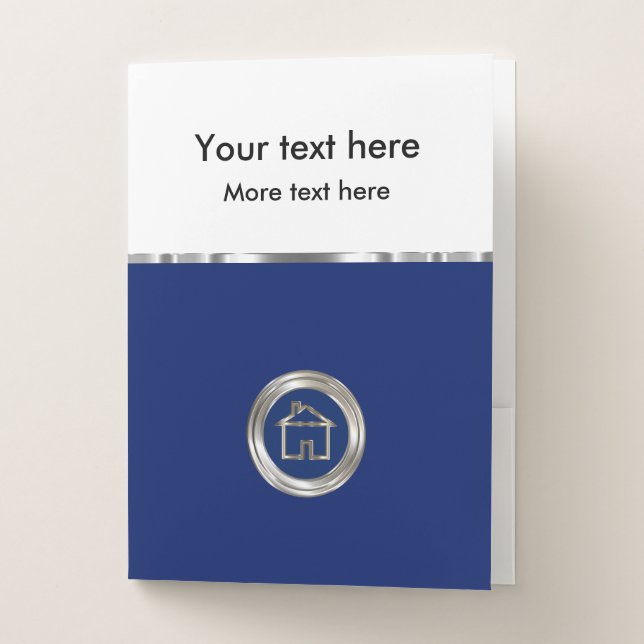 Classy Realtor Presentation Folder Silver And Blue (Front)