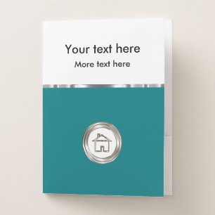Classy Realtor Presentation Folders Silver Teal