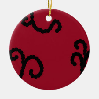 Classy Red and Black Beaded Swirl Ceramic Ornament