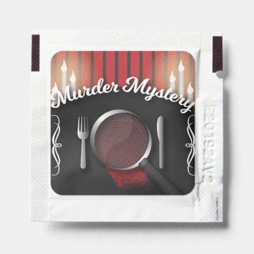 Classy Red and Black Murder Mystery Dinner Hand Sanitizer Packet