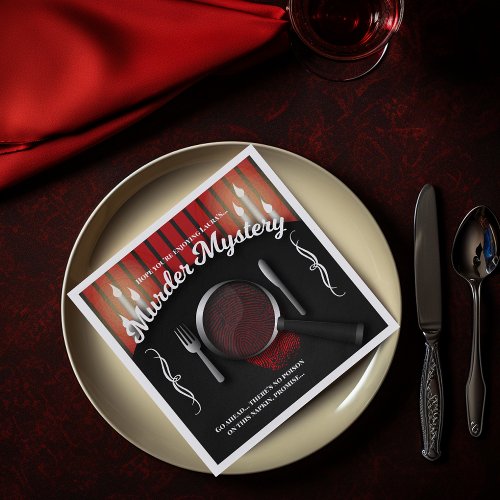 Classy Red and Black Murder Mystery Dinner Napkins