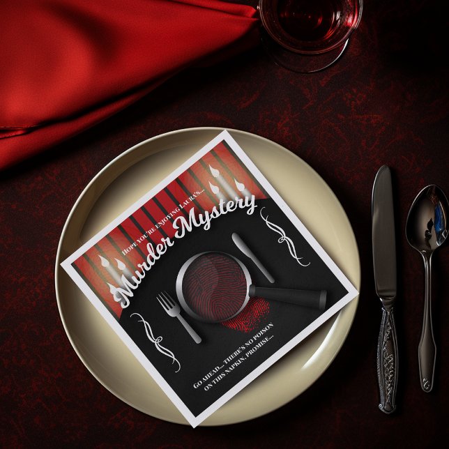 Classy Red and Black Murder Mystery Dinner Napkins (Creator Uploaded)