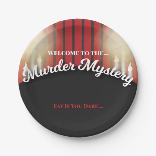Classy Red and Black Murder Mystery Dinner Paper Plates