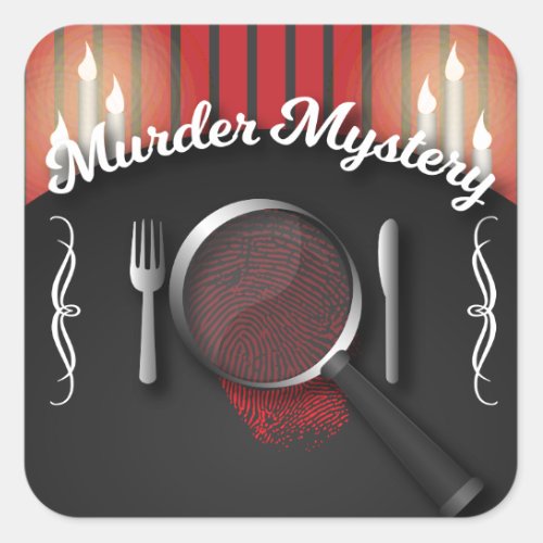 Classy Red and Black Murder Mystery Dinner Square Sticker