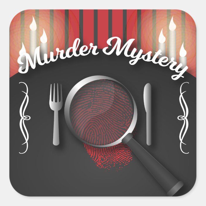 Classy Red and Black Murder Mystery Dinner Square Sticker | Zazzle.com