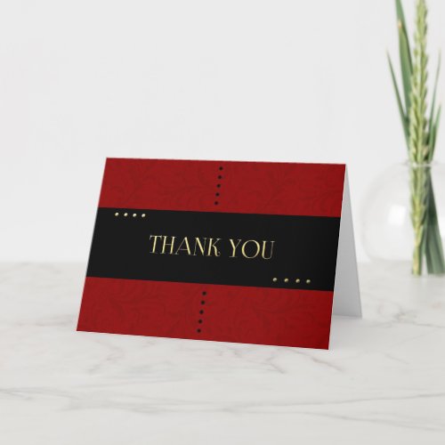 Classy Red and Black Thank You Card