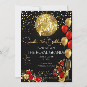 Classy Red and Gold Fancy Birthday Invitation