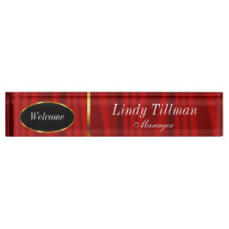 Classy Red and Gold | Personalize Desk Name Plate