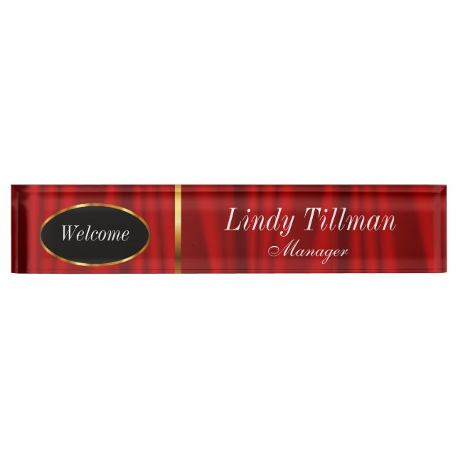 Classy Red and Gold | Personalize Desk Name Plate (Front)
