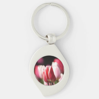 Classy Red and white Tulip Keychain