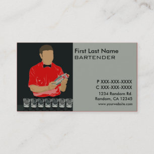 Classy red bartender business cards