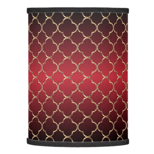 Classy Red Blend and Gold Quatrefoil Pattern Lamp Shade (Left)