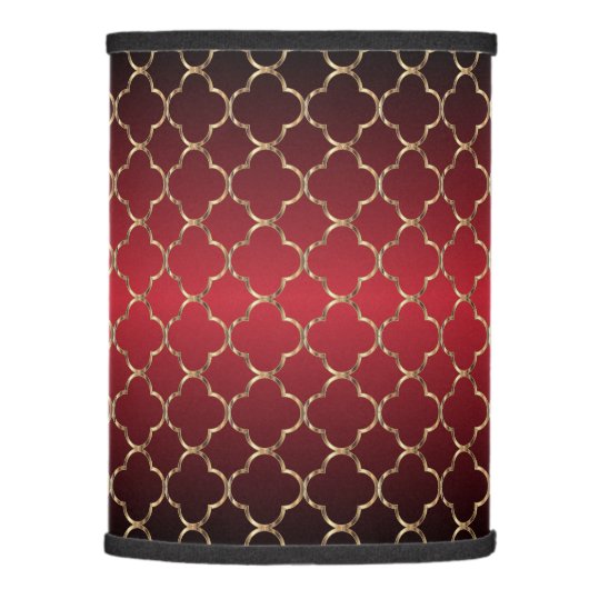 Classy Red Blend and Gold Quatrefoil Pattern Lamp Shade (Right)