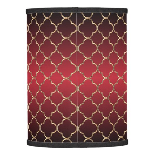 Classy Red Blend and Gold Quatrefoil Pattern Lamp Shade (Back)
