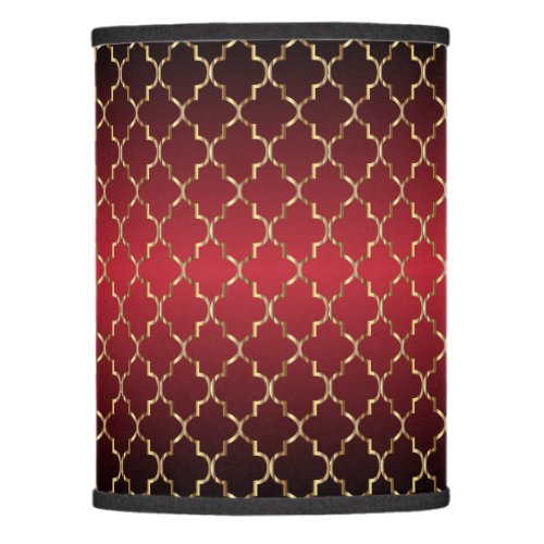 Classy Red Blend and Gold Quatrefoil Pattern Lamp Shade