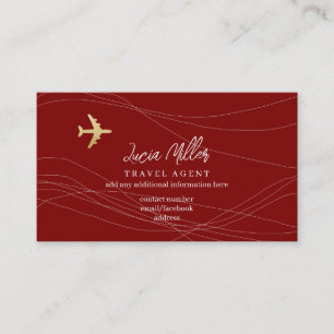 Classy Red Business Card for a Travel Agent 