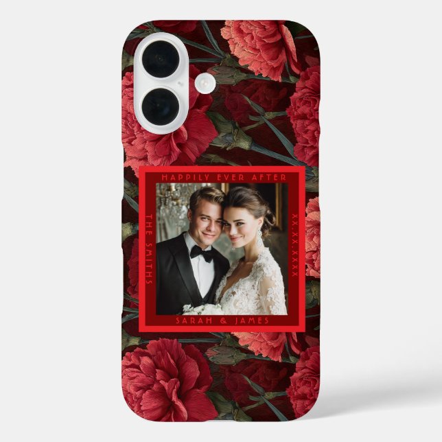 Classy Red Carnation Accent Retro Wedding Case-Mat Case-Mate iPhone Case (Back)