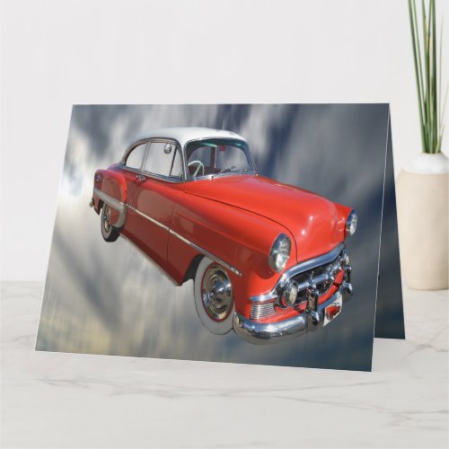 Classy Red Classic 60S Car  Greeting Card Card