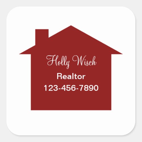 Classy Red House Symbol Realtor Sticker Labels