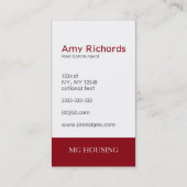 Classy Red Photo Real estate  businesscards Business Card (Back)