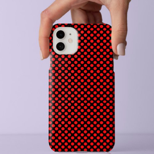 Classy Red POlka dots pattern On Stylish Black iPhone 11 Case