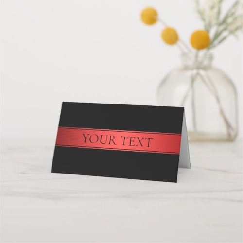 Classy Red Stripe  Black Background or DIY Place Place Card