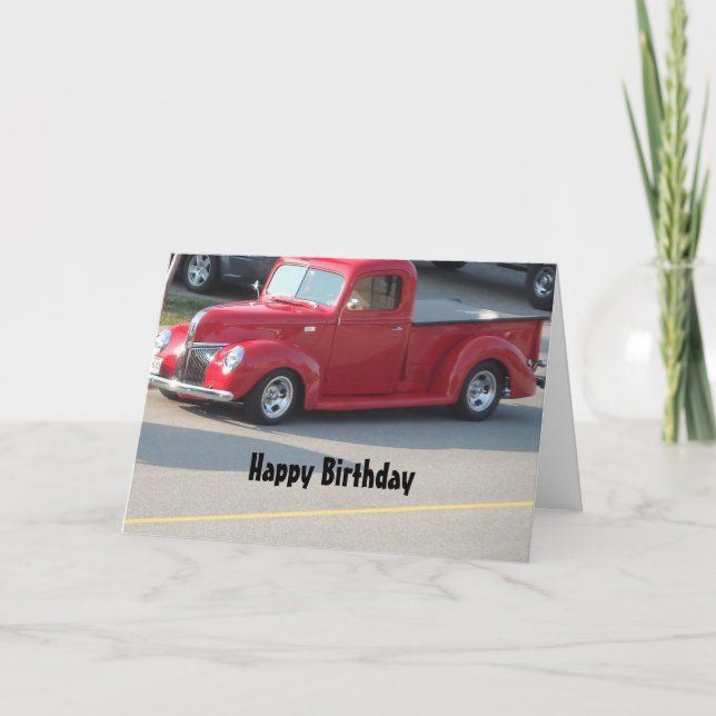 Classy Red Truck Happy Birthday Card (Front)