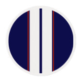 Classy Red, White, and Blue Racing Stripes Edible Frosting Rounds (Front)