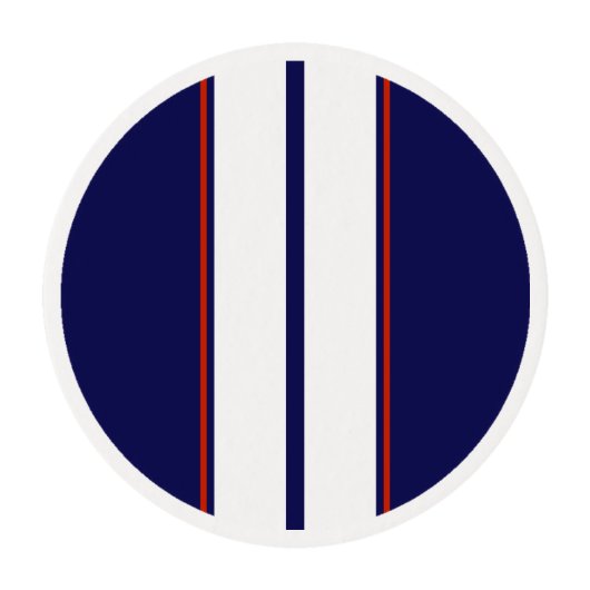 Classy Red, White, and Blue Racing Stripes Edible Frosting Rounds (Front)