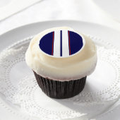 Classy Red, White, and Blue Racing Stripes Edible Frosting Rounds (Cupcake)