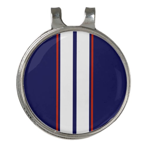 Classy Red White and Blue Racing Stripes Golf Hat Clip