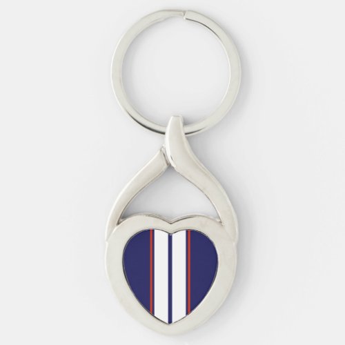 Classy Red White and Blue Racing Stripes Keychain