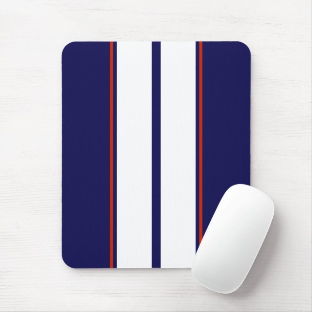 Classy Red, White, and Blue Racing Stripes Mouse Pad (With Mouse)