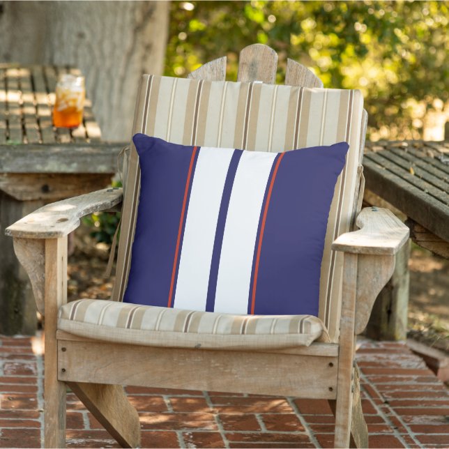Classy Red, White, and Blue Racing Stripes Outdoor Pillow (Chair)