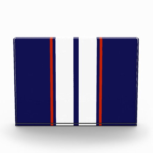 Classy Red White and Blue Racing Stripes Photo Block