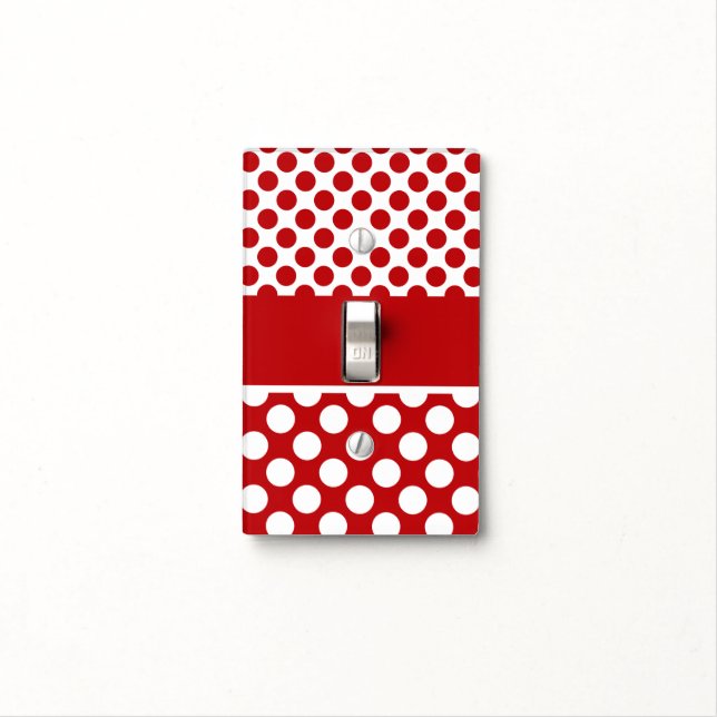 Classy Red & White Polka Dot Light Switch Cover (In Situ)