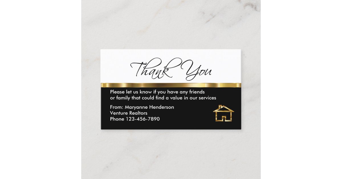 Classy Referral Thank You Cards Zazzle