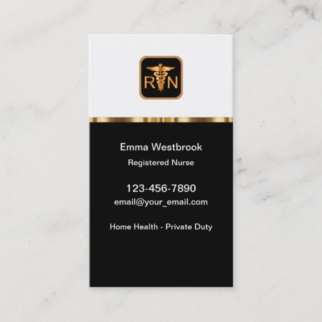 Classy Registered Nurse Medical Business Cards (Front)